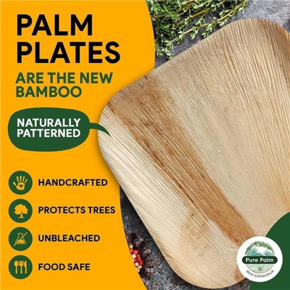 10 in Party Plates Palm Leaf Plates Biodegradable Plates 25 pc Nice Compostable - Picture 7 of 7